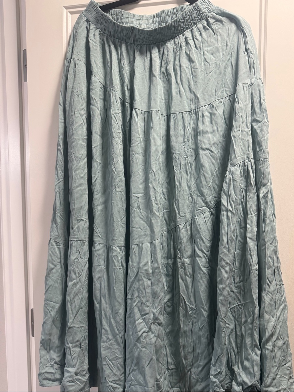 Light Blue Tiered Maxi Skirt